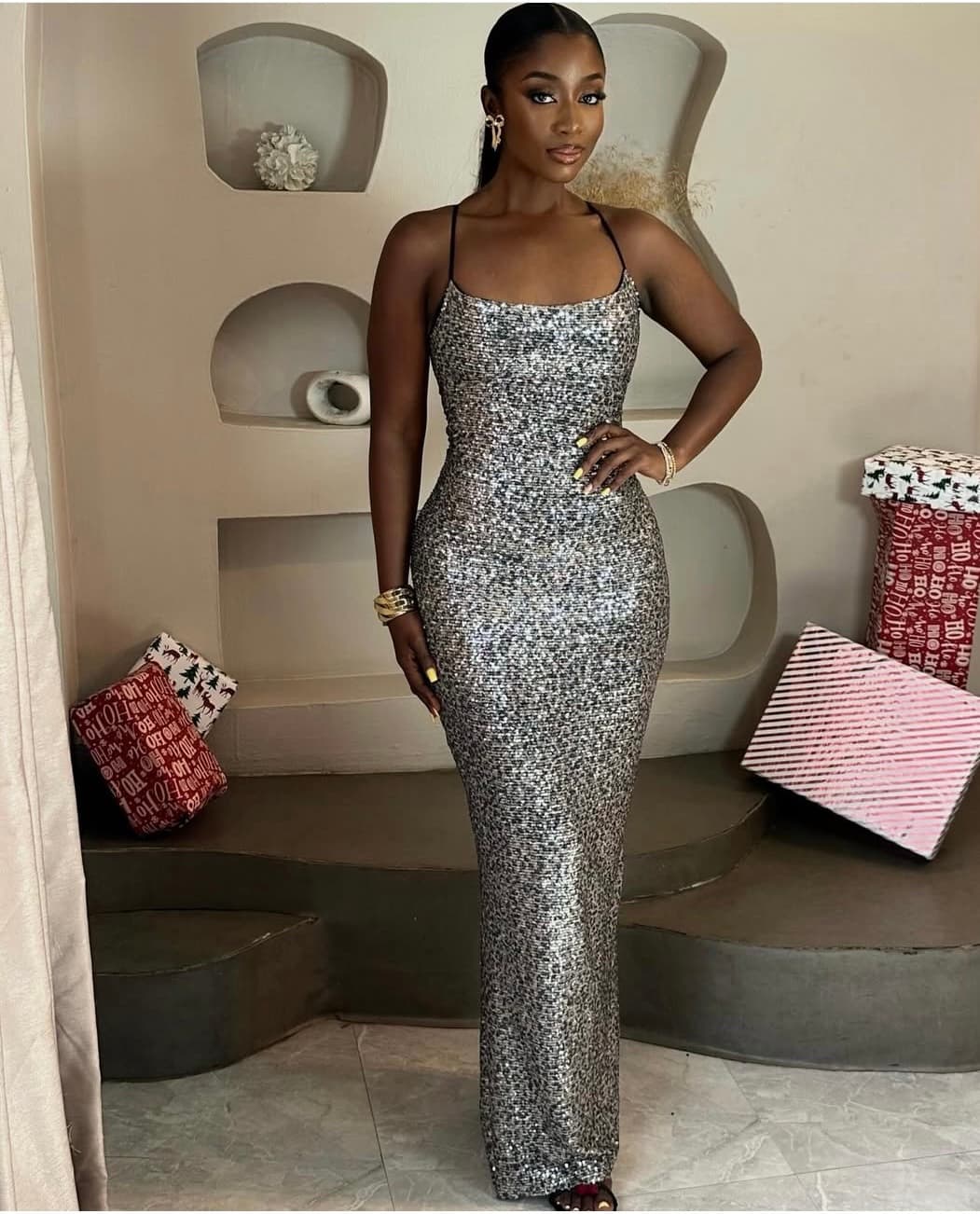 Leopard Sparkle Backless Maxi