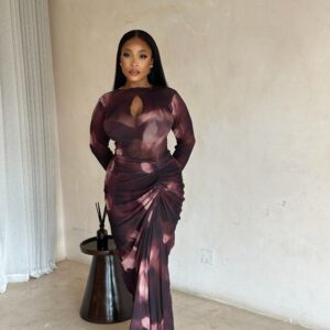 Claret maxi (brown print )