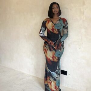 Zoe Ressa Sleeved Cowl Neck Maxi Dress