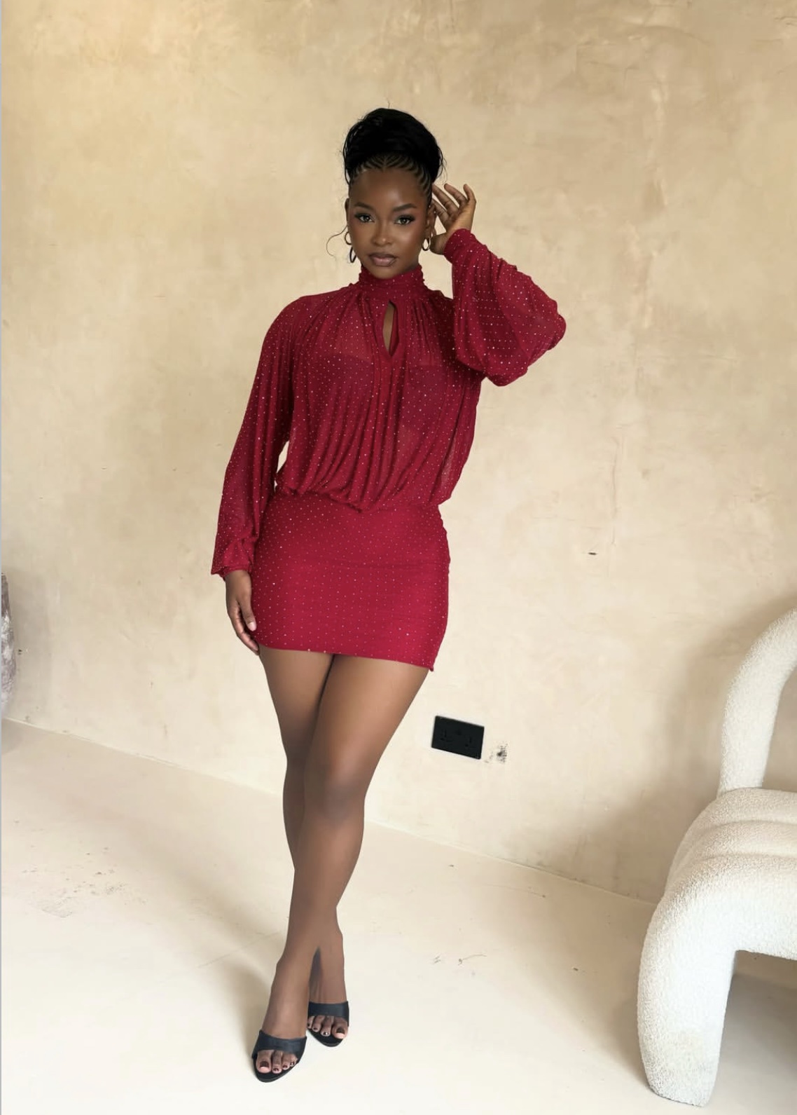 Zoe Stoned Mini Dress – Red Version